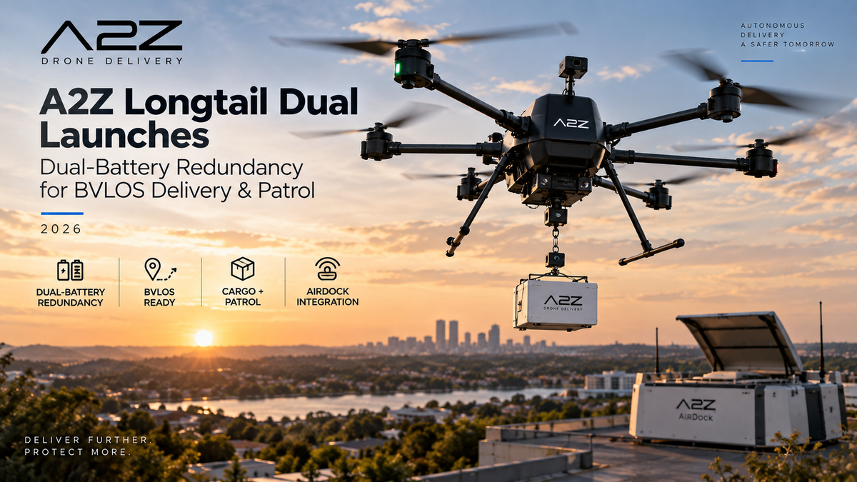 A2Z Longtail Dual cargo drone operating from AirDock