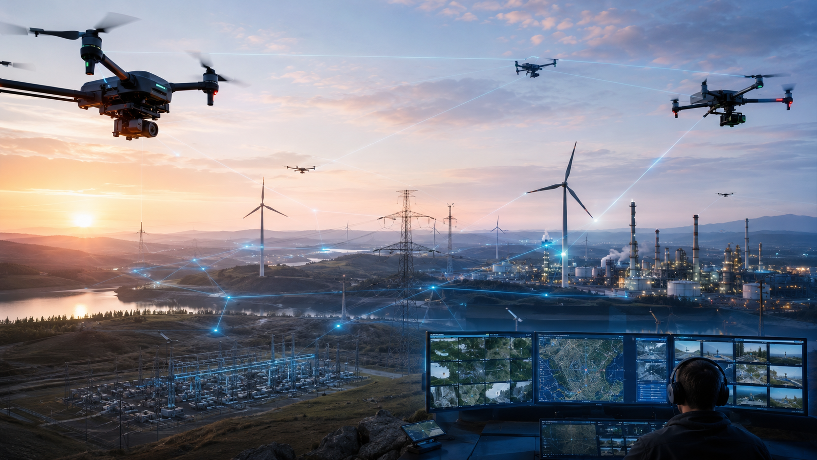 Autonomous BVLOS drone fleet managed through enterprise operations software