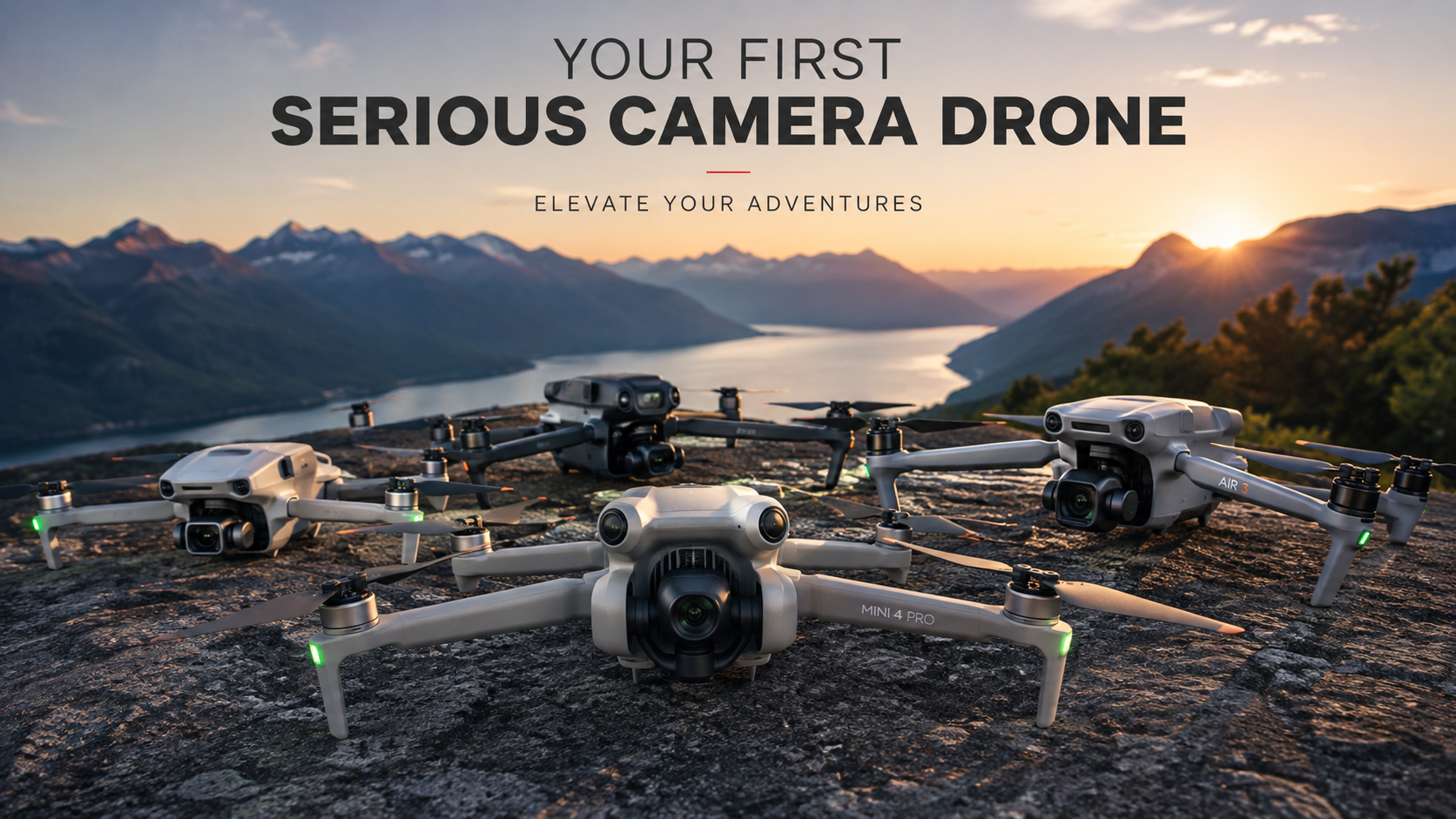 Best camera drones for beginners in 2026 flying over a scenic landscape