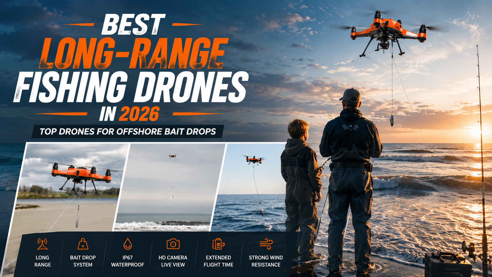 Best long-range fishing drones in 2026 flying offshore