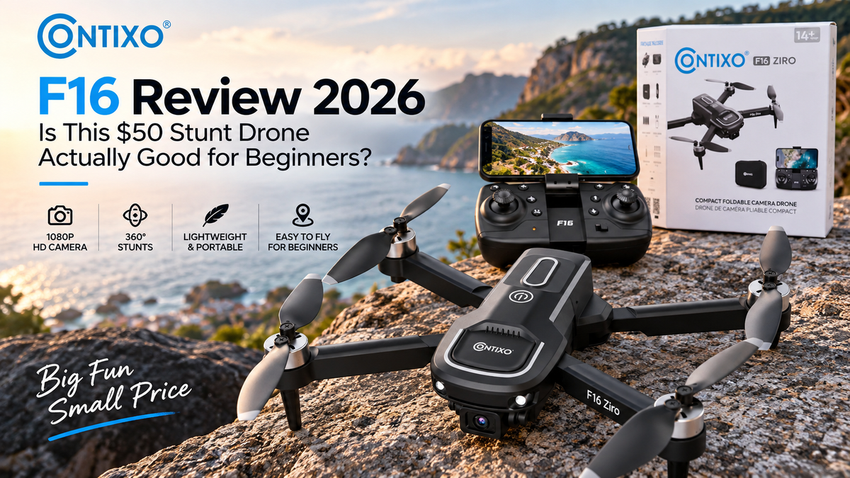 Contixo F16 foldable camera drone review 2026
