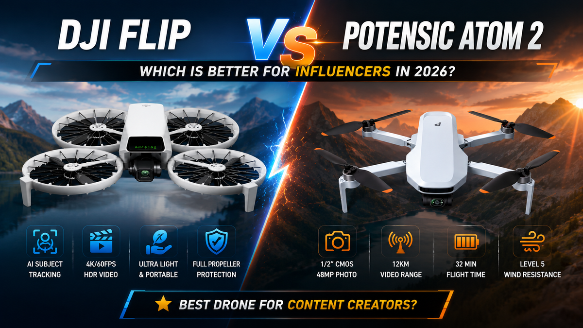 DJI Flip vs Potensic ATOM 2 for influencers in 2026