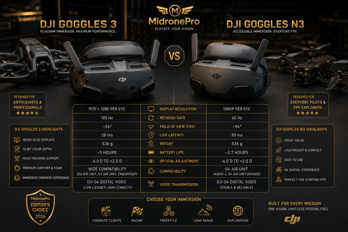 DJI Goggles 3 and DJI Goggles N3 compared for FPV flying