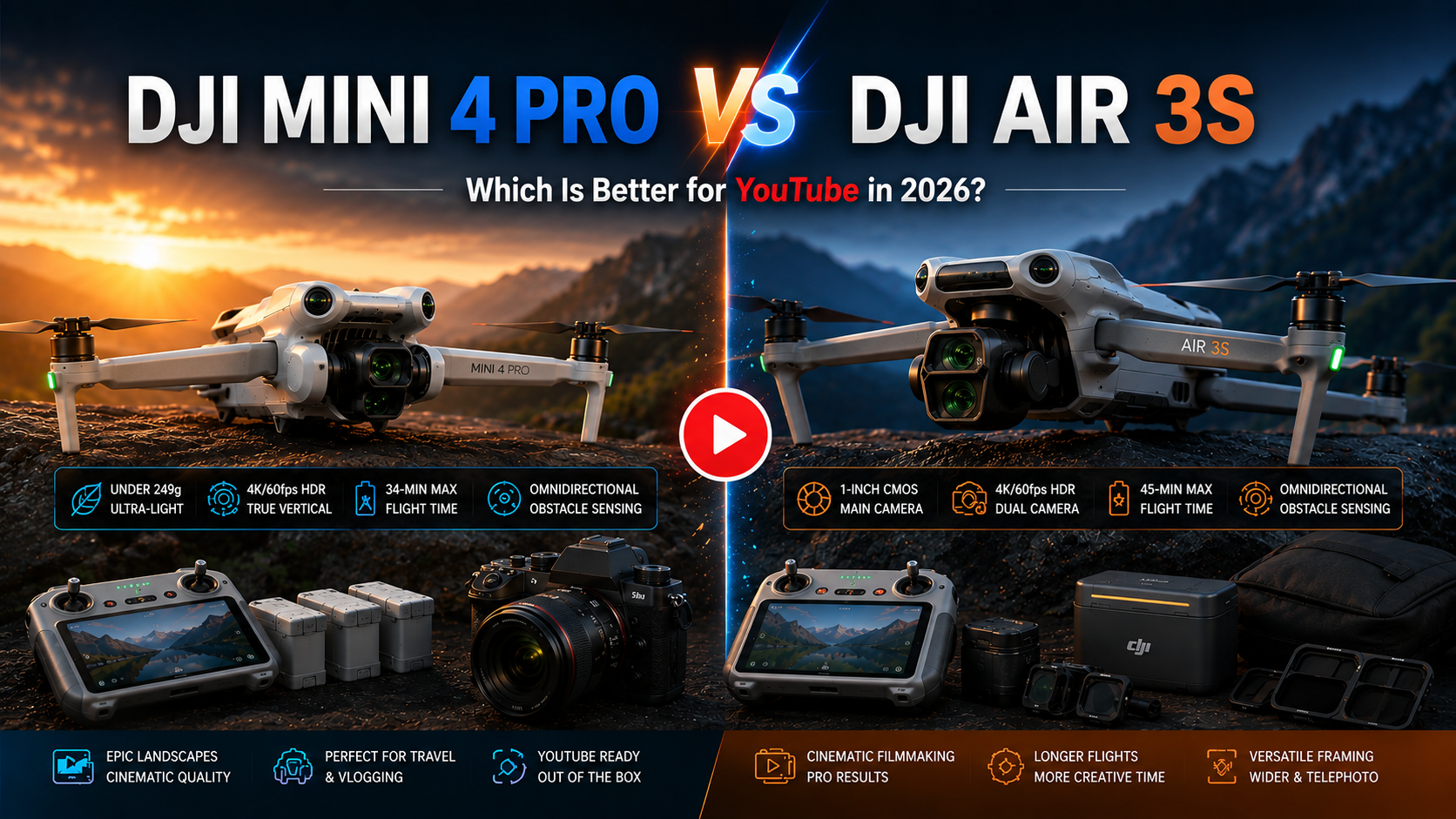 DJI Mini 4 Pro vs DJI Air 3S for YouTube creators in 2026