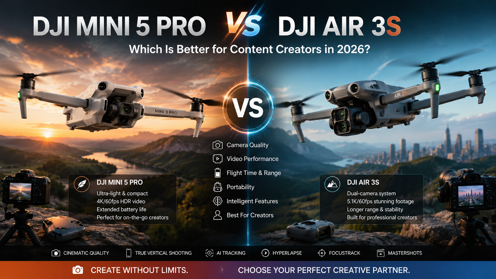 DJI Mini 5 Pro and DJI Air 3S compared for content creators