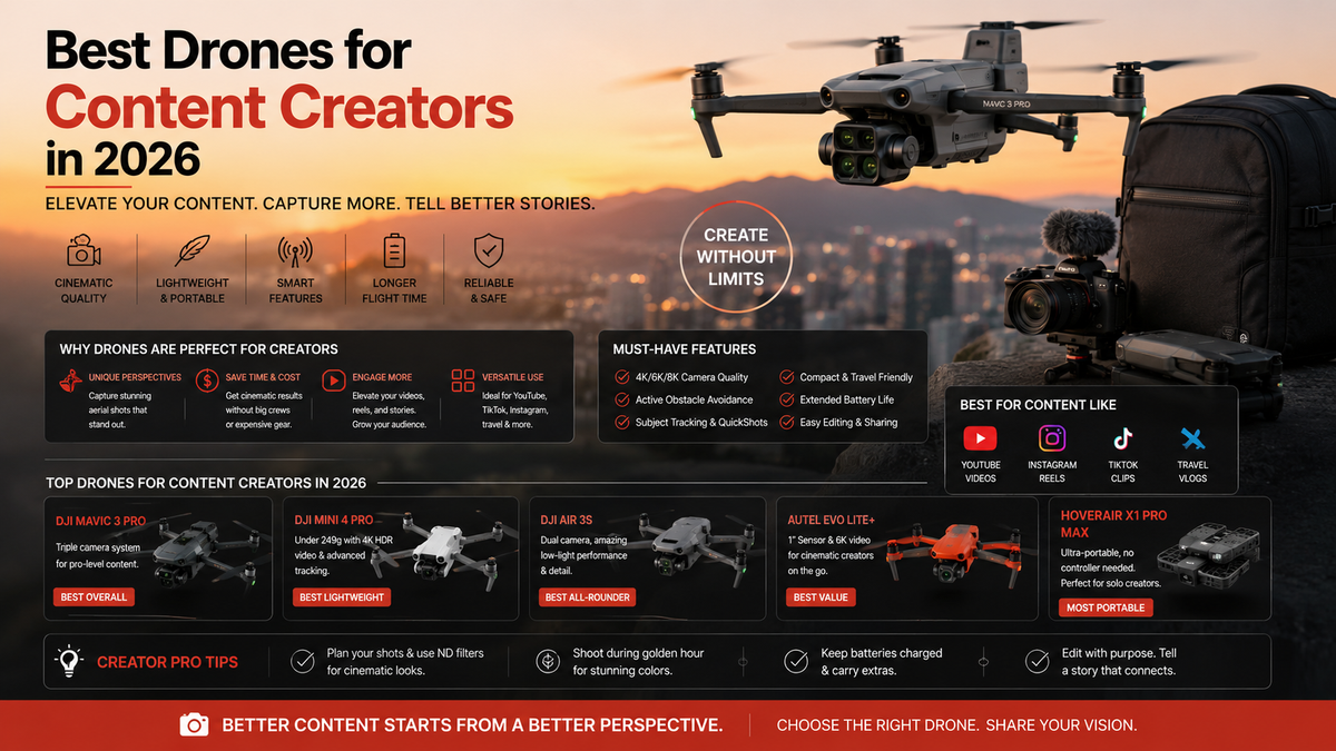 content creator using a compact camera drone for aerial video