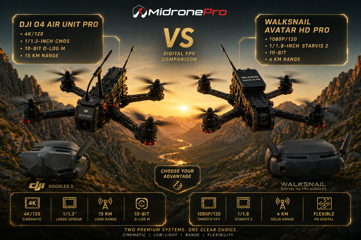 DJI O4 Pro vs Walksnail Avatar HD Pro digital FPV system comparison