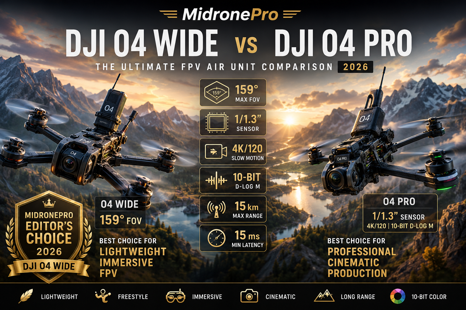 DJI O4 Wide vs DJI O4 Pro comparison for freestyle and cinematic FPV
