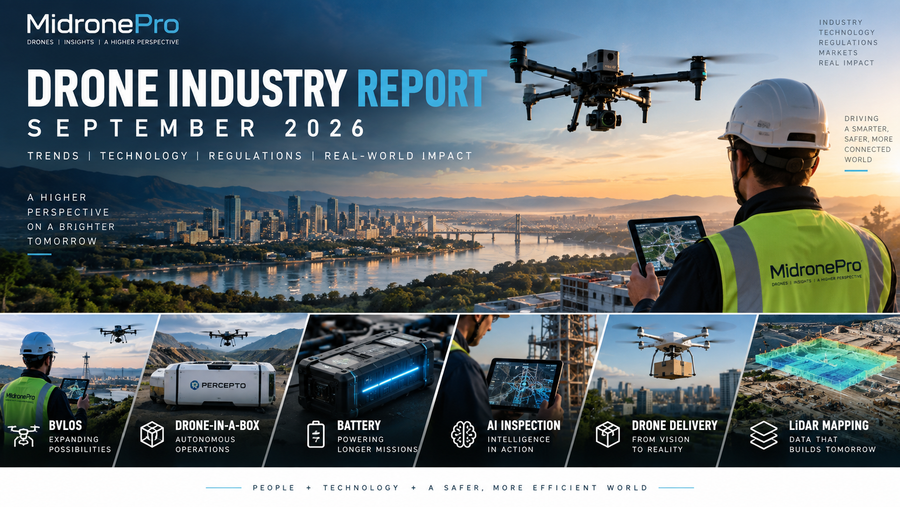Aerial view representing the September 2026 drone industry and European commercial UAV market