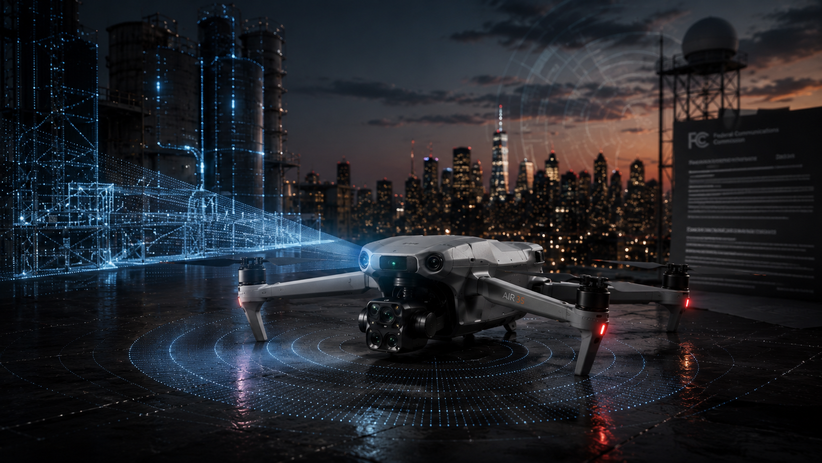 DJI consumer drone with LiDAR sensing technology facing proposed FCC restrictions