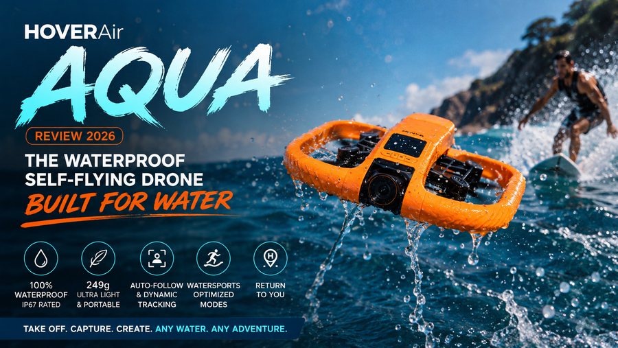 HOVERAir AQUA waterproof self-flying drone designed for watersports