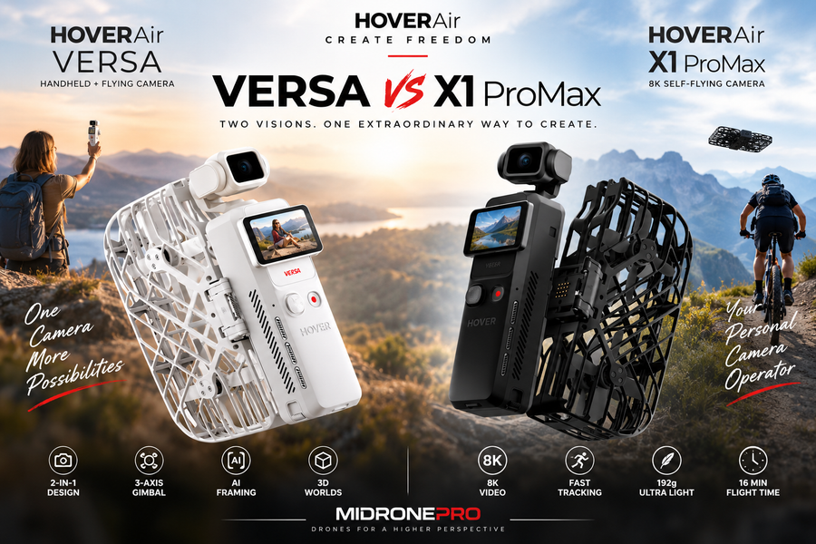 HOVERAir VERSA and X1 ProMax self-flying cameras compared in 2026