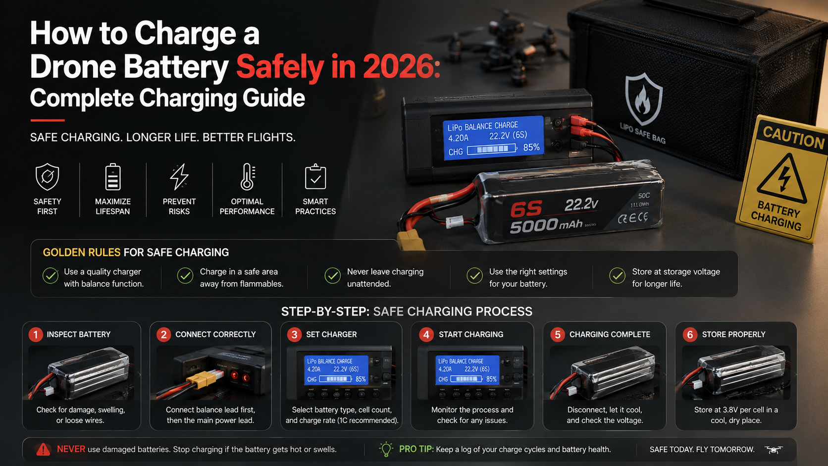 How to charge a drone battery safely in 2026