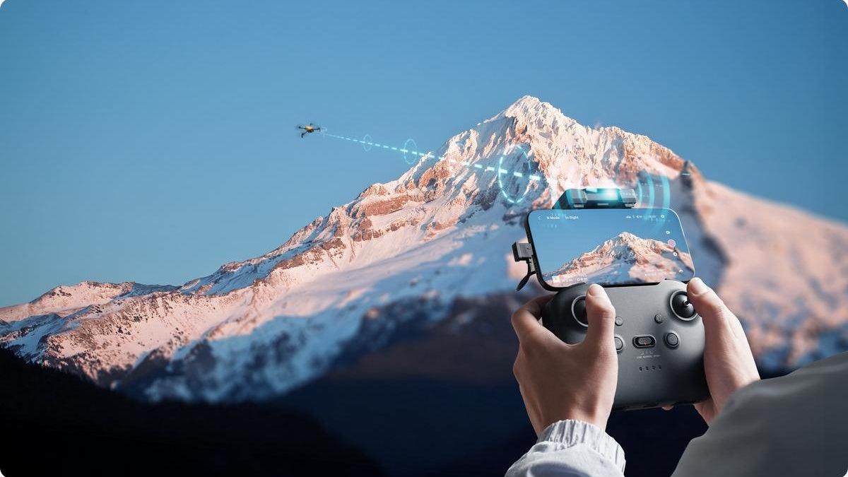 SKYROVER X1 camera drone flying over an alpine landscape