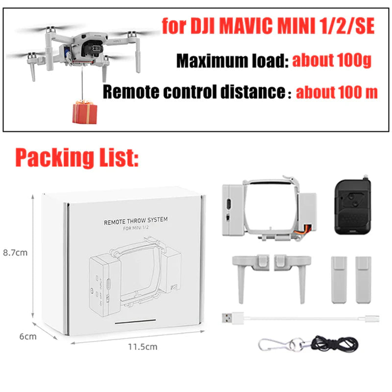 Airdrop System for DJI Mavic 3/2 Pro Zoom AIR 2 Mini 2/Mini 3 Drone Fishing Bait Wedding Ring Gift Deliver Life Rescue Thrower