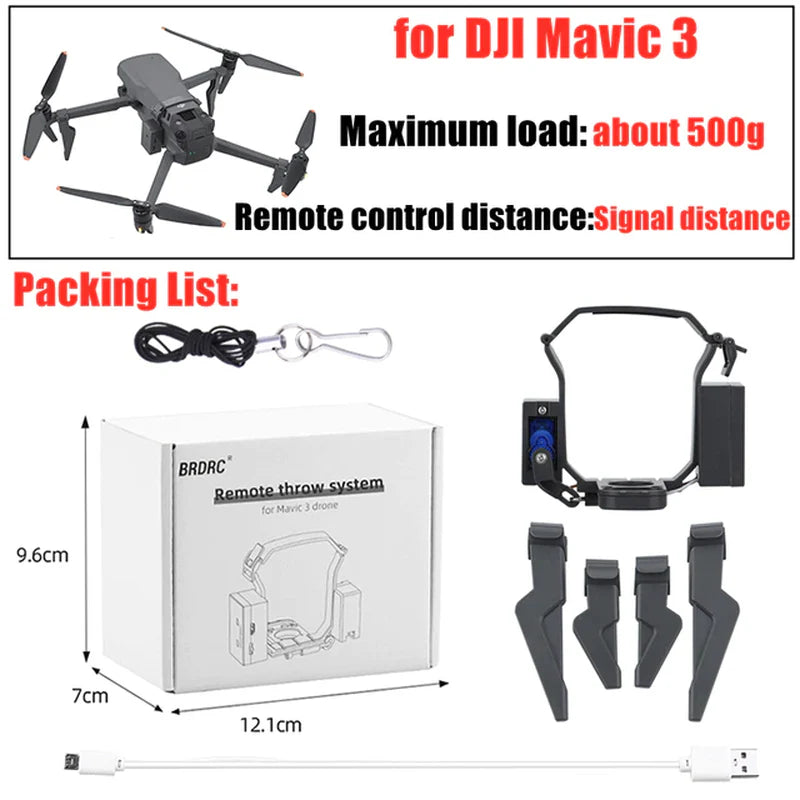 Airdrop System for DJI Mavic 3/2 Pro Zoom AIR 2 Mini 2/Mini 3 Drone Fishing Bait Wedding Ring Gift Deliver Life Rescue Thrower