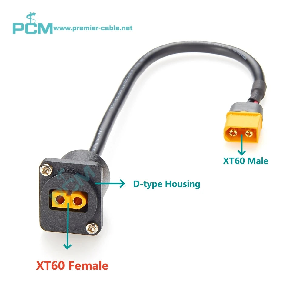 D-Type XT60 Female to Male Chassis XLR Panel Mount Extension Power Cable for Battery Drone Aircraft Airplane Model Cabinet