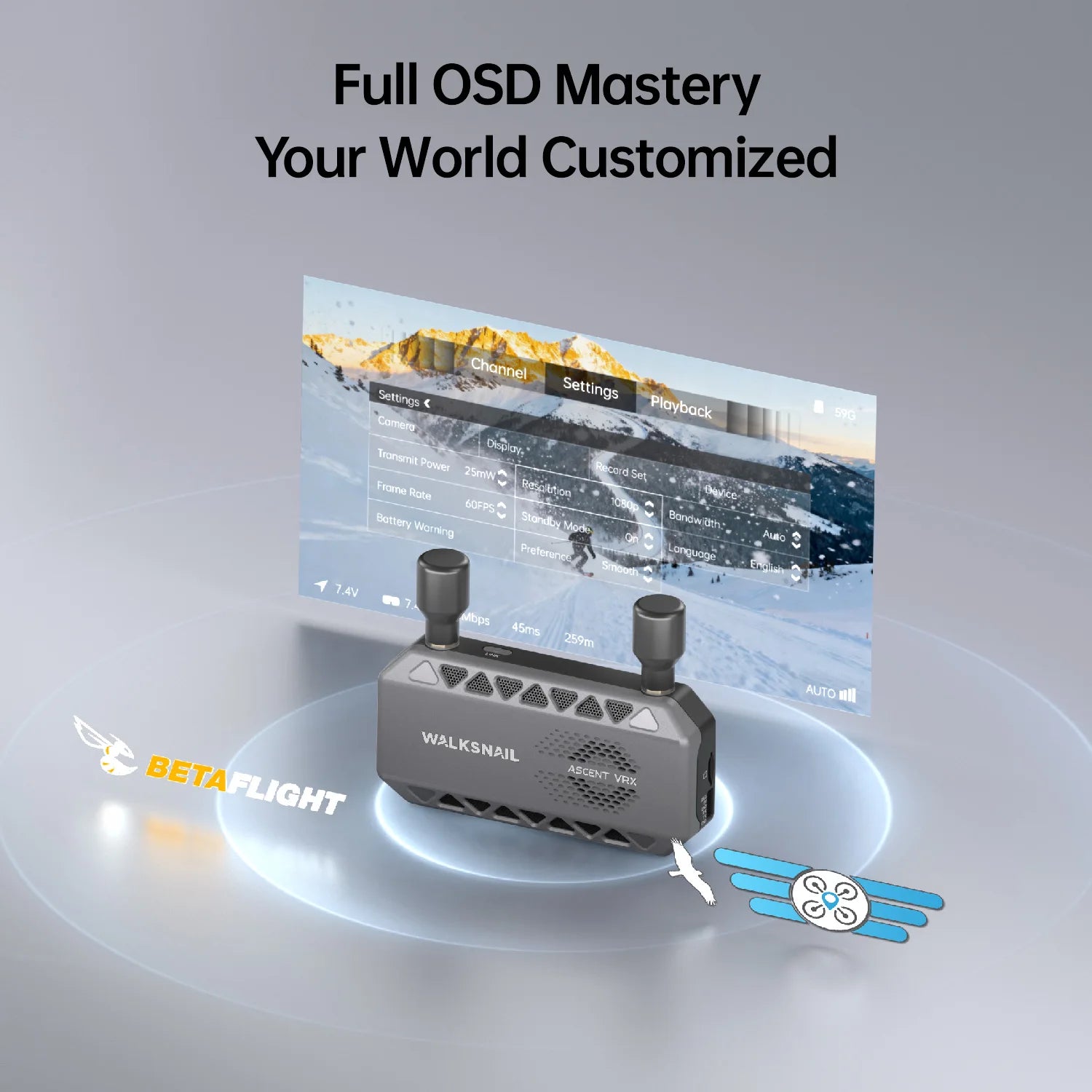 CADDXFPV Walksnail Ascent FPV VRX Receiver Supports All FPV Goggles And Displays With HDMI Input For RC Cars and Drones