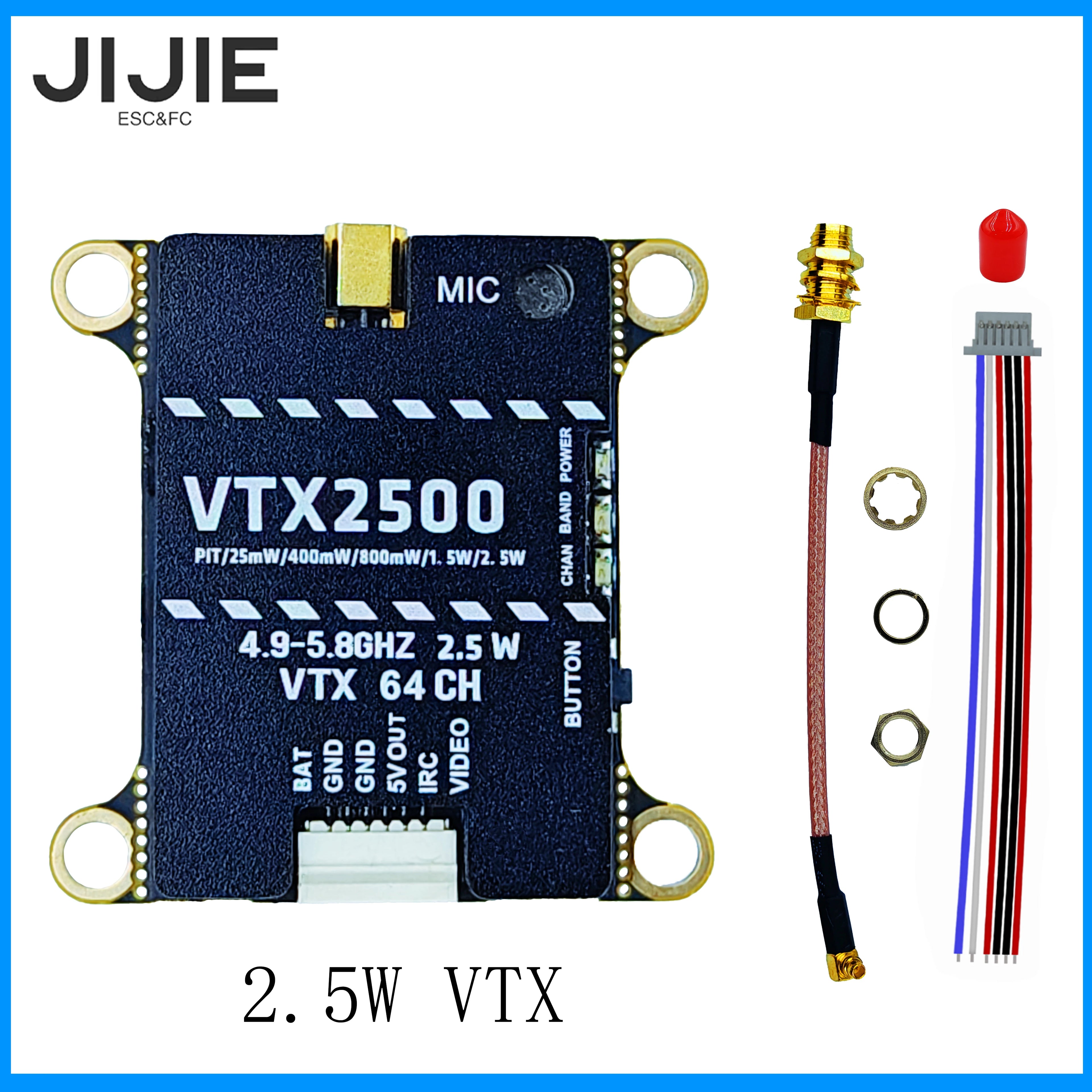 JIJIE Original New 1.6W VTX 2.5W High Power VTX 48CH Digital VTX Video Transmitter for RC FPV Long Range Fixed-wing Drones