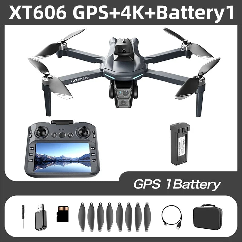 Lenovo XT606 Drone Professional 8K HD Camera 5G GPS WIFI FPV Drones 4.5 Inch Screen Avoidance Brushless Motor RC Dron Toys