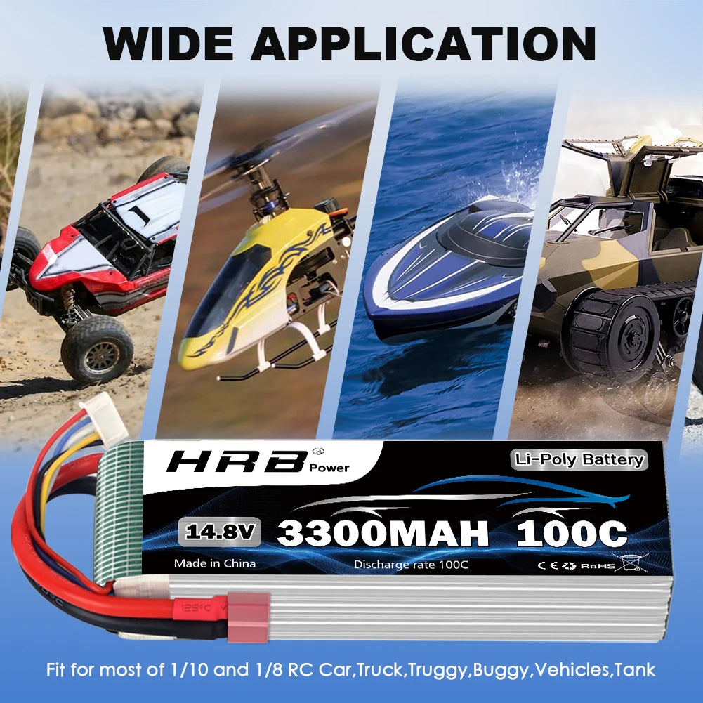 HRB 4S 14.8V 3300mah RC Lipo Battery 100C 4S Lipo With XT60 Connector for RC Car Truck Monster RC Airplane FPV Drones RC Boat