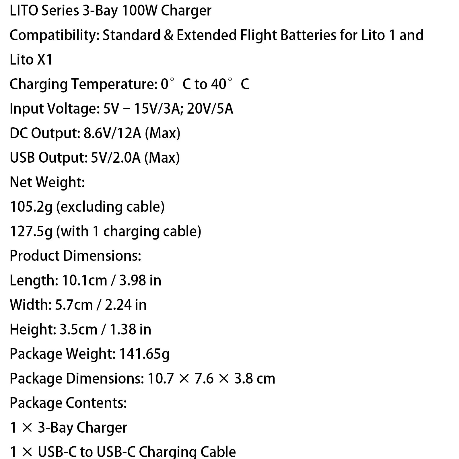 3-Bay 100W Drone Battery Charger For DJI Lito 1/Lito X1 Professional Drone Accessories