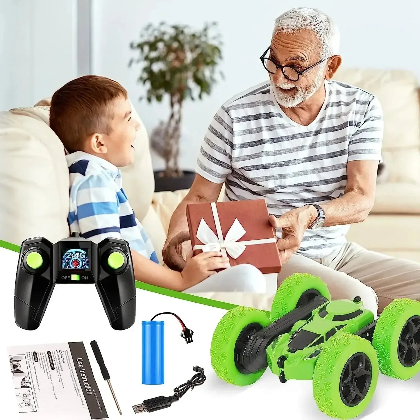 RC Stunt Car Children Double Sided Flip 2.4G Remote Control 360 Deree