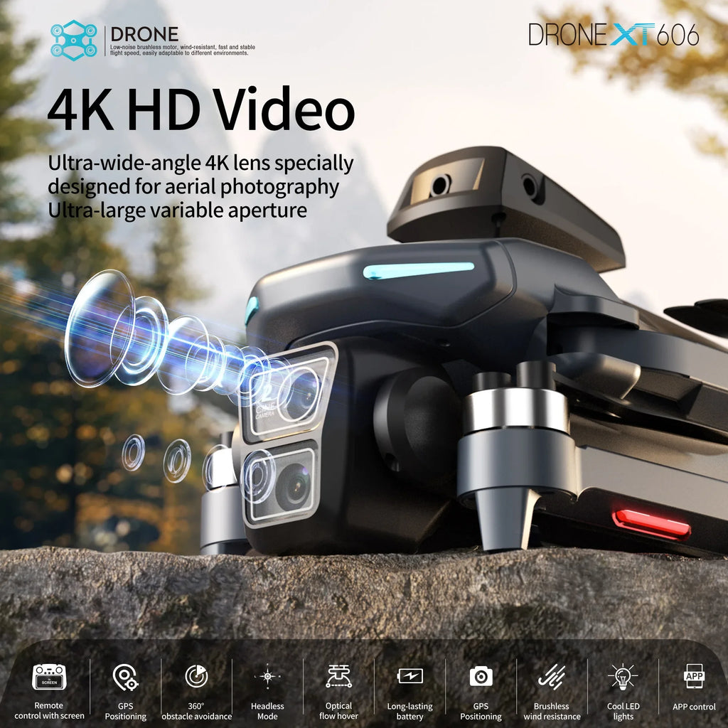 Lenovo XT606 Drone Professional 8K HD Camera 5G GPS WIFI FPV Drones 4.5 Inch Screen Avoidance Brushless Motor RC Dron Toys