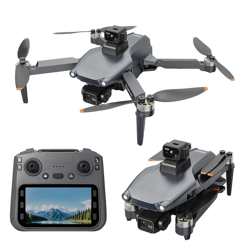 L600 PRO MAX GPS Drone Professional 8K HD Dual Camera 3-axis Gimbal Aerial Photography 2 Batteries 5G FPV Brushless Motor 360° Laser Avoiding Obstacle with Large Screen Remote Control Dron Folding Quadcopter RC Drones Toys G