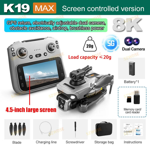 New K19 Max GPS Drone Dual Camera 5G FPV Transmission Brushless Remote