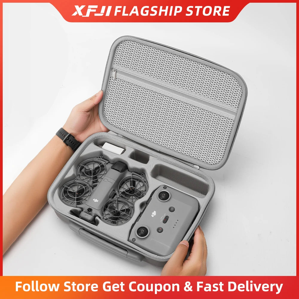 XFJI Travel Organizer Bag for DJI NEO 2 Drone Accessories Hard Shell