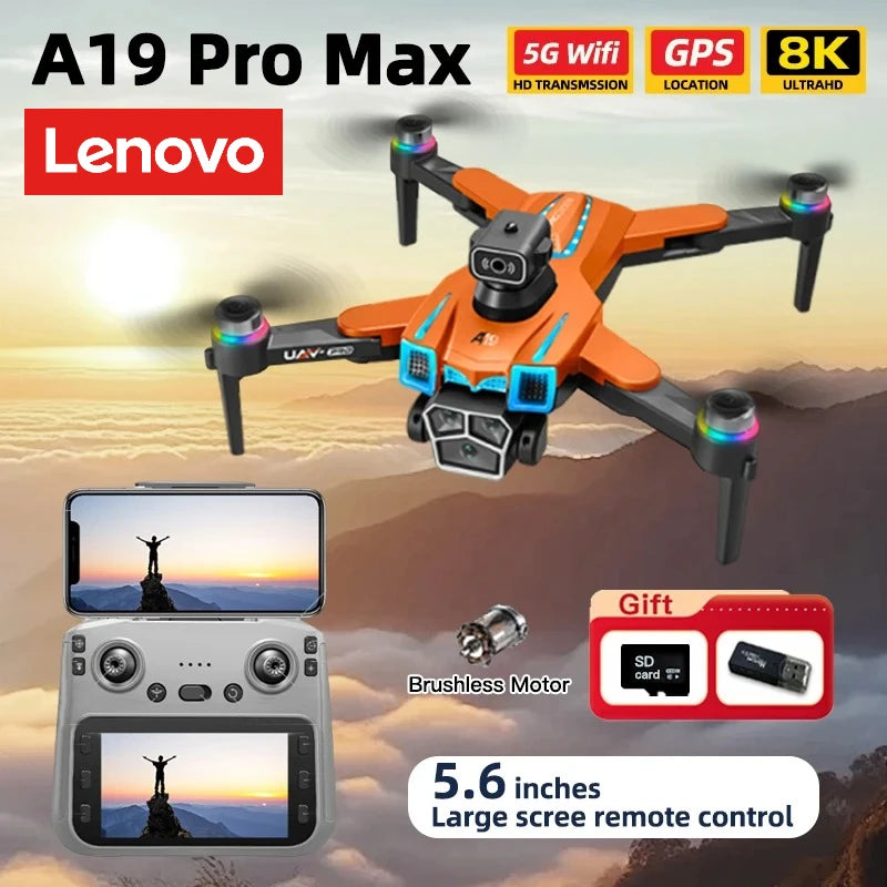 Lenovo A19 Pro Drones 5G WIFI Professinal 8K Camera 360°Angle Optical Flow Localization GPS Brushless Motor RC Quadcopter Dron