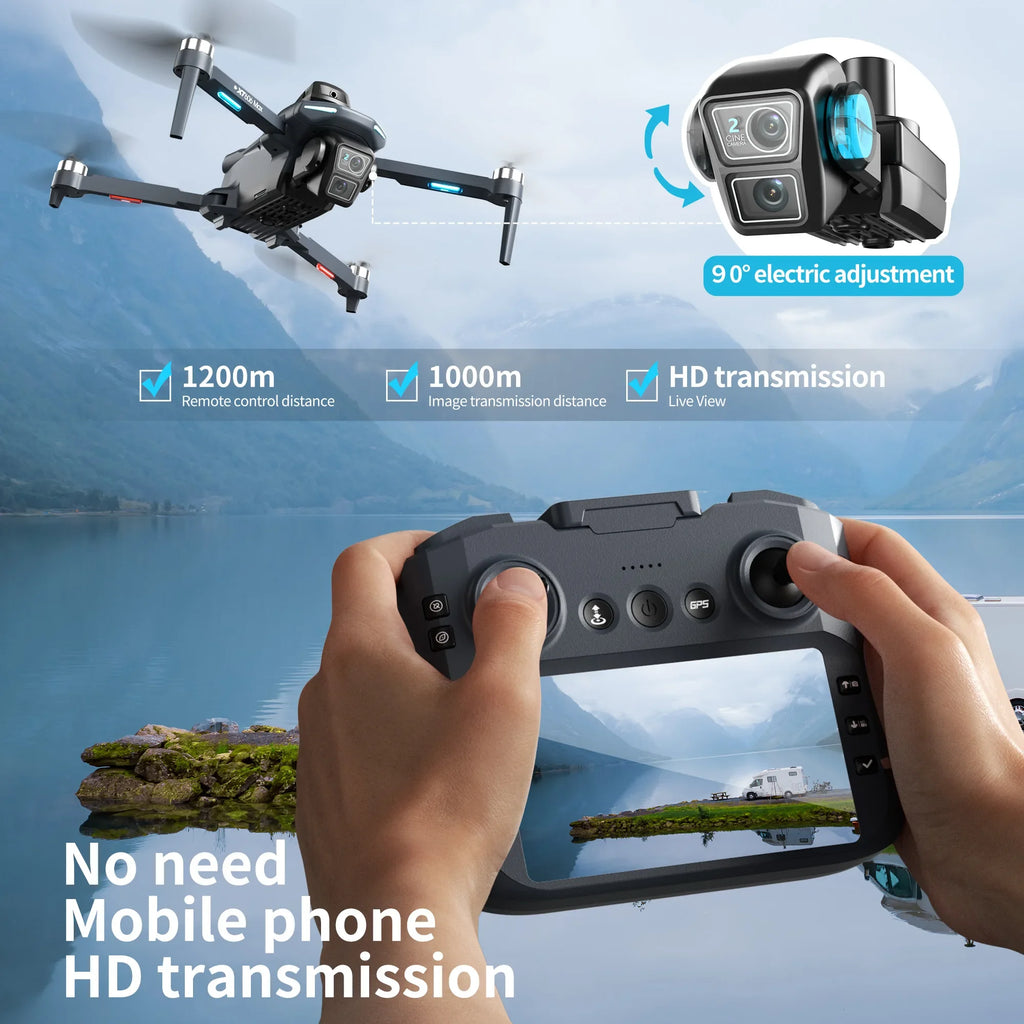 Lenovo XT606 Drone Professional 8K HD Camera 5G GPS WIFI FPV Drones 4.5 Inch Screen Avoidance Brushless Motor RC Dron Toys