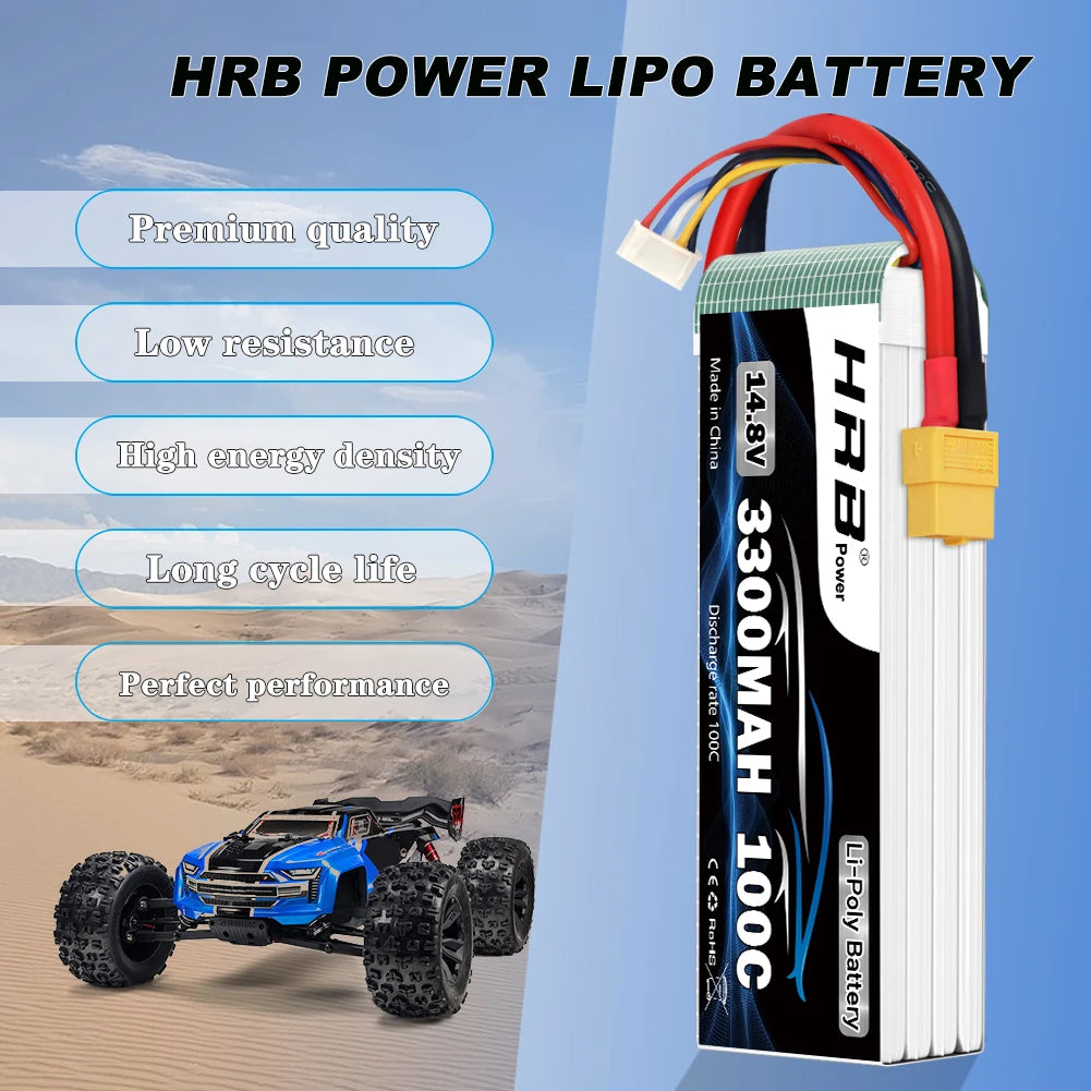 HRB 4S 14.8V 3300mah RC Lipo Battery 100C 4S Lipo With XT60 Connector for RC Car Truck Monster RC Airplane FPV Drones RC Boat