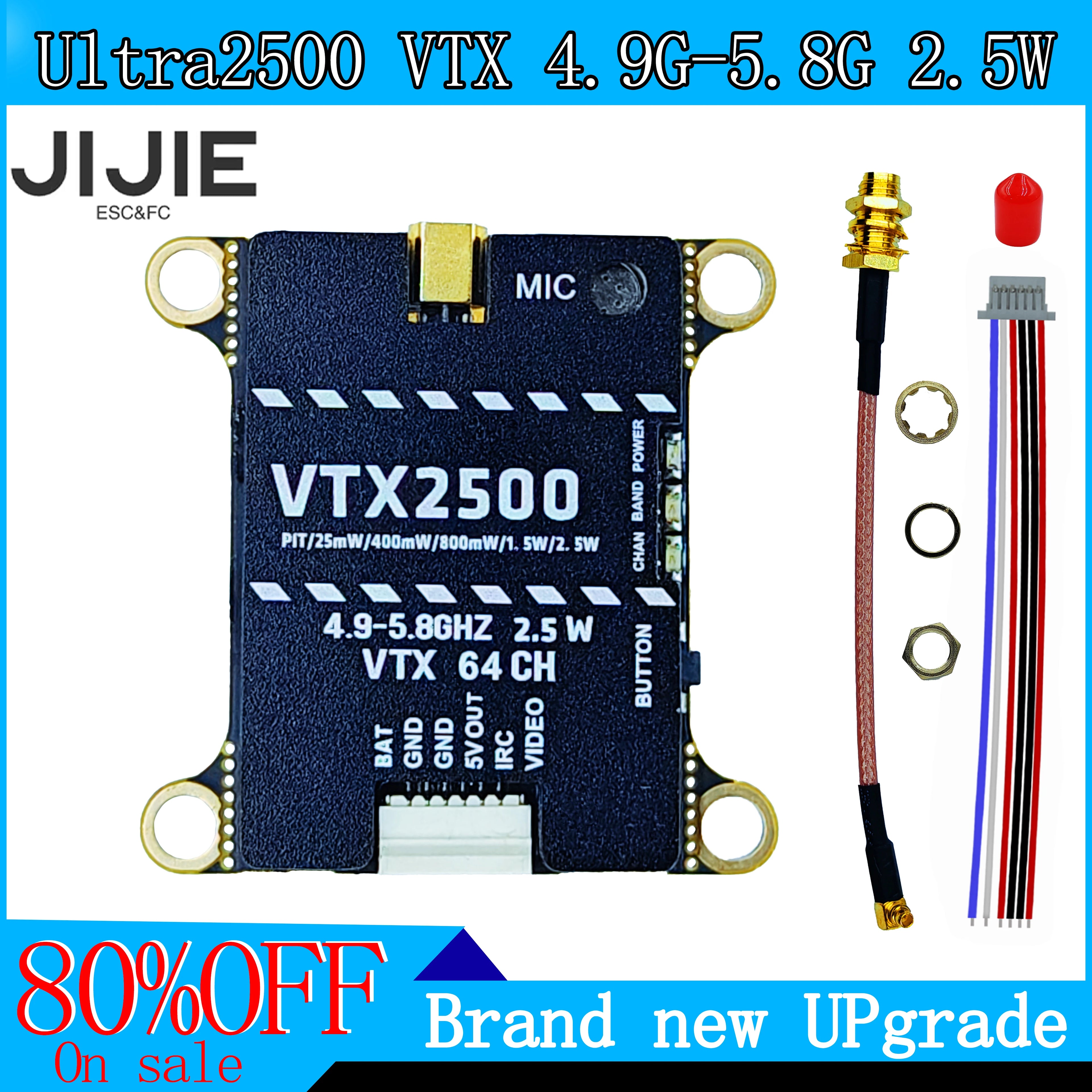 JIJIE Original New 1.6W VTX 2.5W High Power VTX 48CH Digital VTX Video Transmitter for RC FPV Long Range Fixed-wing Drones