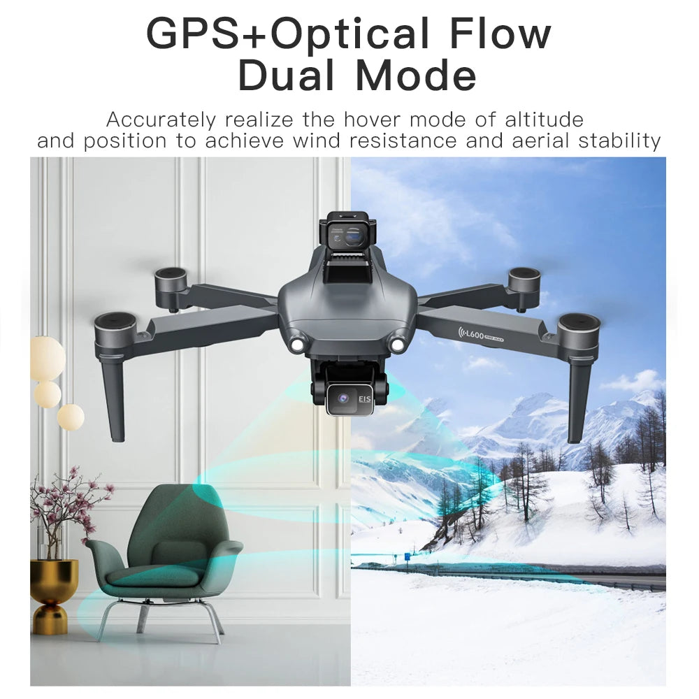 L600 PRO MAX GPS Drone Professional 8K HD Dual Camera 3-axis Gimbal Aerial Photography 2 Batteries 5G FPV Brushless Motor 360° Laser Avoiding Obstacle with Large Screen Remote Control Dron Folding Quadcopter RC Drones Toys G
