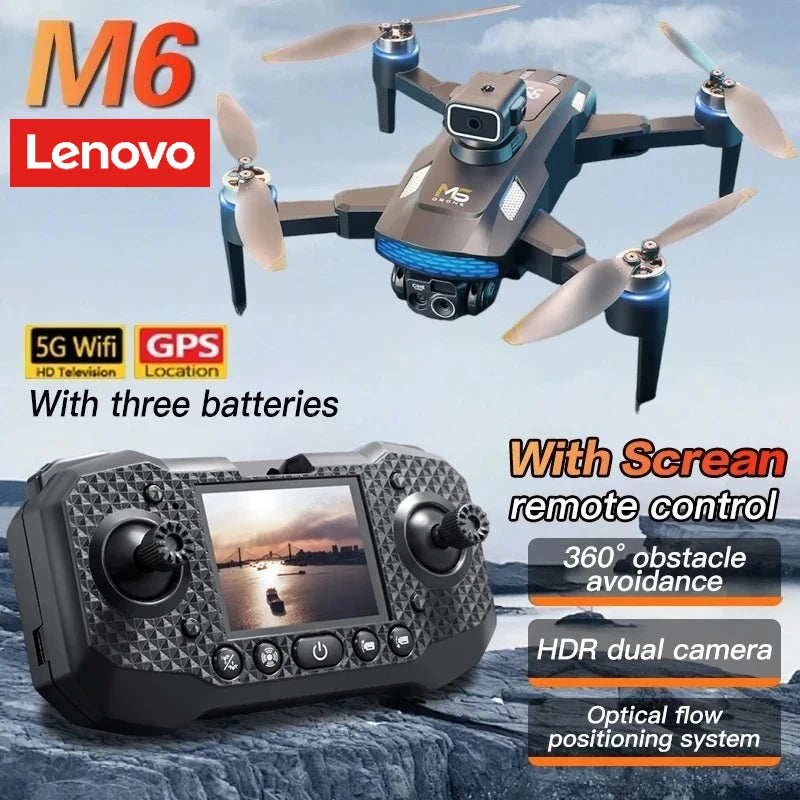 Lenovo M6 Drone 8K Professional 4K Camera Drones 5G WIFI FPV Video large screen remote control RC Dron Quadcopter