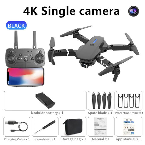 Professional E88 4K Drone with Wide-Angle HD Camera, WiFi FPV &amp; Altitude Hold