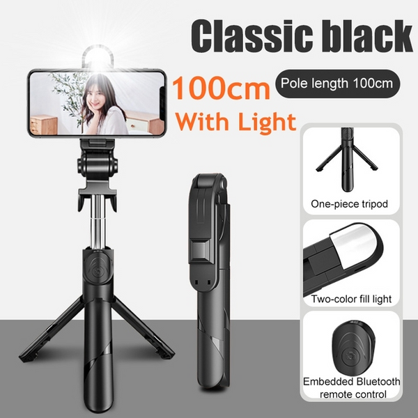 Palo selfie 3 en 1 con trípode Bluetooth y luz de relleno para smartphone