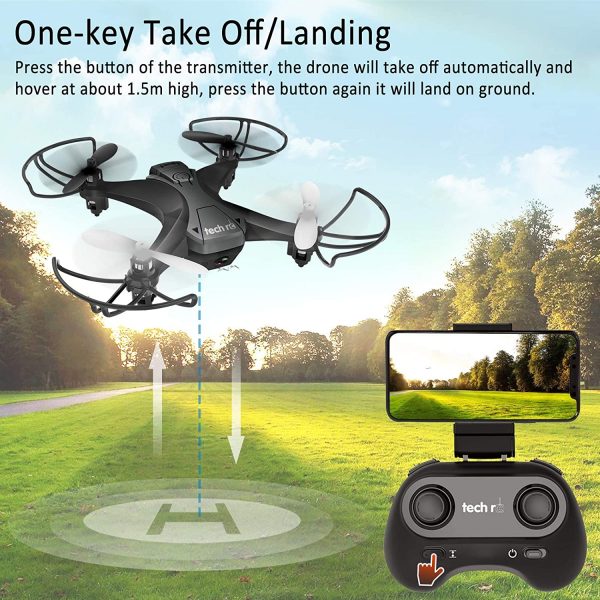 tech rc mini drone con camara y wifi fpv-despegue