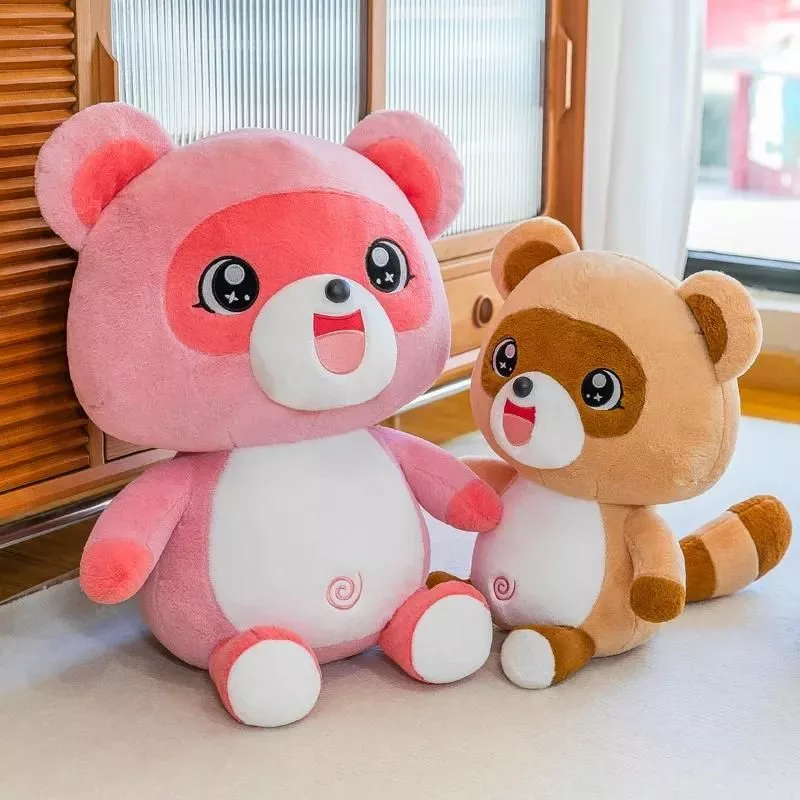 Cartoon Little Raccoon Doll Plush Toy Stuffed Pink Brown Animal Plushie Peluche Smiling Face Happy Emotion Christmas Gift Cartoon Little Raccoon Doll Plush Toy Stuffed Pink Brown Animal Plushie Peluche Smiling Face Happy Emotion Christmas Gift