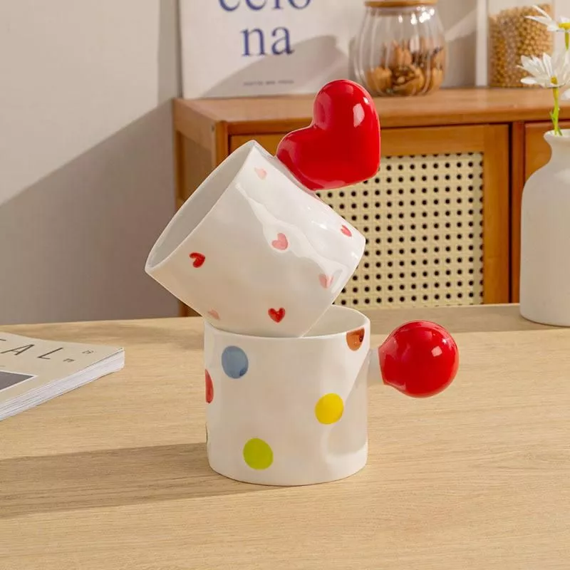 Ceramic Mugs Love Handles Three-dimensional Heart Shape Cute Cartoon Coffee Mug Birthday Present for Girls Breakfast Milk Cups Ceramic Mugs Love Handles Three-dimensional Heart Shape Cute Cartoon Coffee Mug Birthday Present for Girls Breakfast Milk Cups