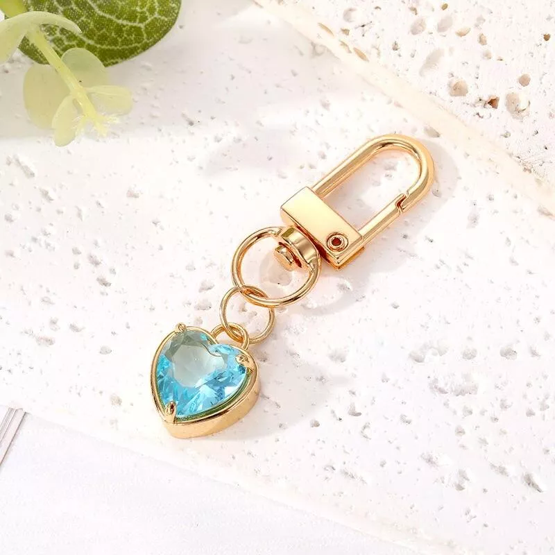 Glass Bling Colorful Heart Crystal Keychains Keyring For Women Friend Gift Trendy Cute Love Bag Car Airpods Box Mini Accessories