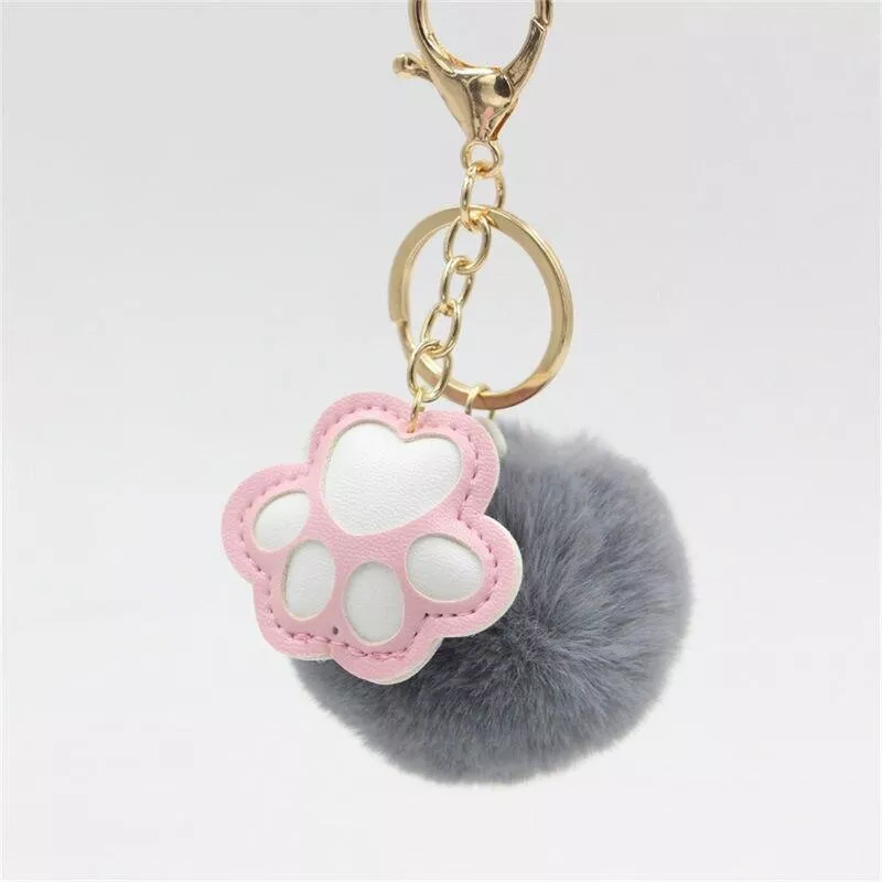 Cute Cat Paw Keychain: Cartoon Animal Pendant Charm for Bags & Car Accessories Cute Cat Paw Keychain: Cartoon Animal Pendant Charm for Bags & Car Accessories